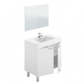 Mueble baño LC1-80 2 puertas + espejo blanco brillo 80x80x45 cm