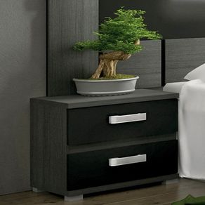 Mesita de noche Rambla 2 cajones ceniza/negro