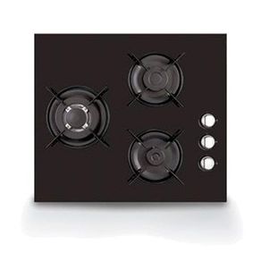 Encimera gas New Pol 3 fuegos NW3GG Cristal Negro