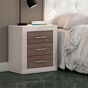 Mesita de noche Lara 3 cajones Andersen pino/gris 60x50x34,6 cm
