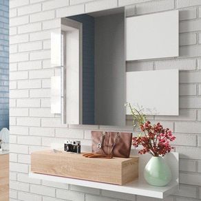Recibidor + espejo Tekkan roble / blanco artik
