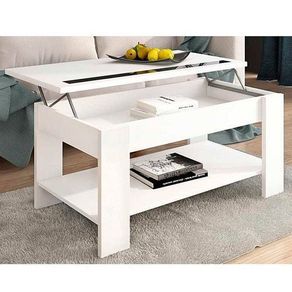 Mesa de centro elevable Águeda blanco 33,8-45,3x90x50 cm