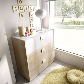 Cómoda Dina 3 cajones natural/blanco 79x81x40 cm