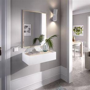 Recibidor Ott 1 con cajón y espejo blanco/natural