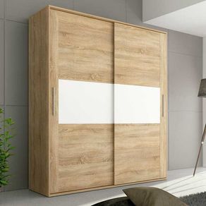 Armario Baena 2 puertas correderas cambria/blanco 207,6x180x55 cm