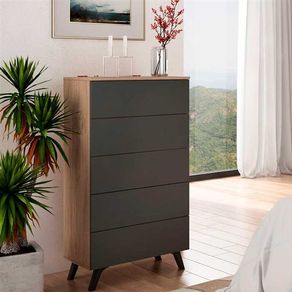 Sinfonier Soto 5 cajones roble/grafito 118,5x60x37,8 cm