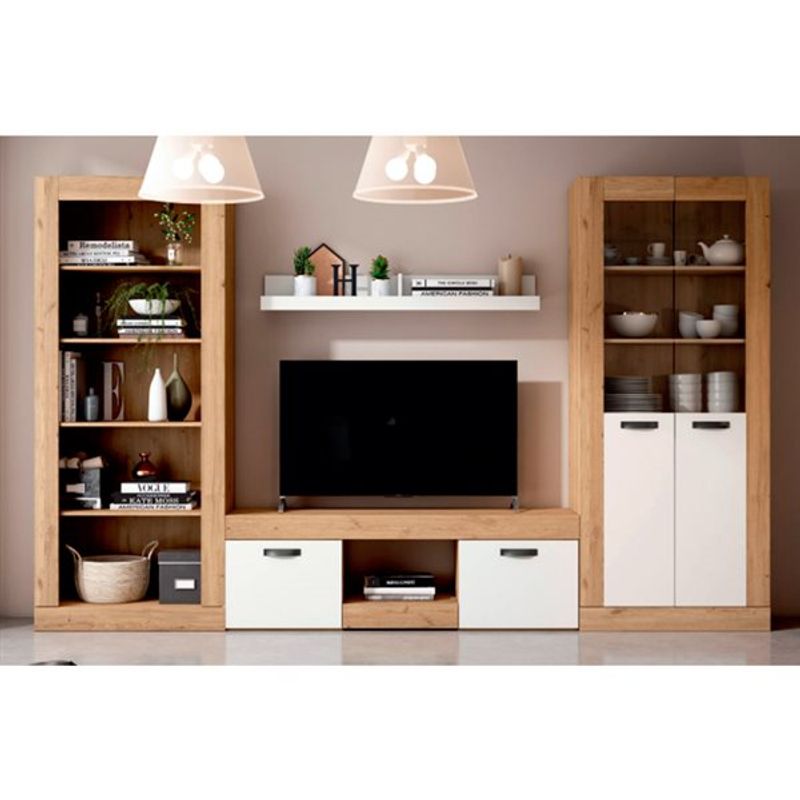 Composición de salón KAR_027 310 x 190,5 x 39,6 cm natural/blanco mate