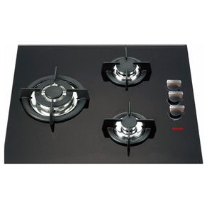 Encimera de gas Wonder 3 fuegos de cristal negra