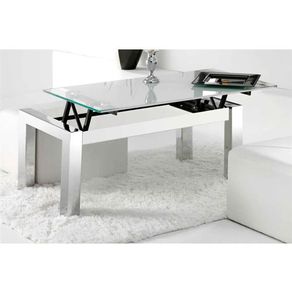 Mesa de centro elevable modelo Universal cristal blanco 44-57x112x50 cm
