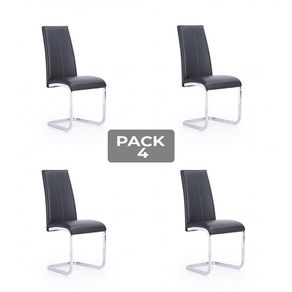 Pack 4 sillas comedor Smile símil piel negro 103x45x51 cm