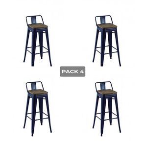 Pack 4 taburetes altos Tolix negro asiento roble American 93x30x33 cm