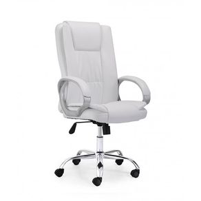 Sillón giratorio Atlas símil piel blanco 114-122x64x68 cm