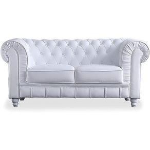 Sofá Chesterfield 2 plazas símil piel blanco 166x84x75 cm