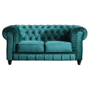Sofá Chesterfield 2 plazas velvet verde 166x84x75 cm