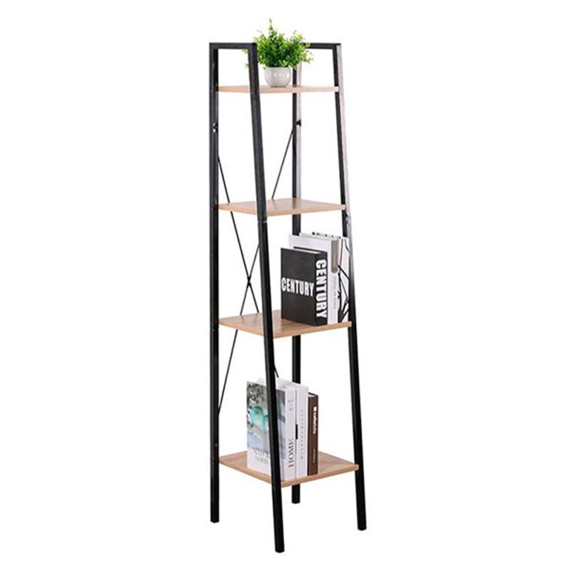 Estantería metálica Oren con 4 baldas de madera 148x34x32,5cm