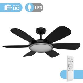 Ventilador de techo Ibe 4042 Universal Blue luz LED 55W 6 aspas negro brillo Ø106x29 cm