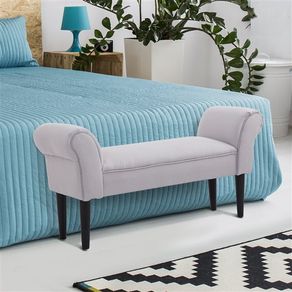Taburete pie de cama con brazos tapizados gris 130kg 102x31x51 cm