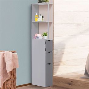 Armario alto de baño blanco/gris 15x33x136 cm