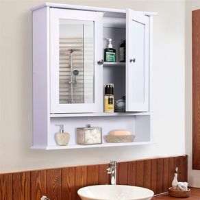 Armario de baño con espejo blanco 56x13x58 cm