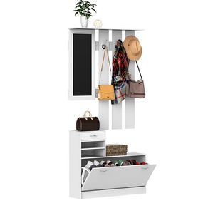 Pack mueble para recibidor multifuncional blanco