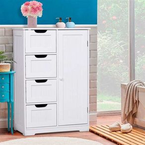 Armario para baño multifuncional madera blanco 83x56x30 cm