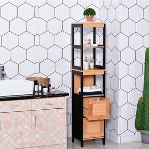 Armario alto de baño con estantes blanco 144,3x30x30 cm