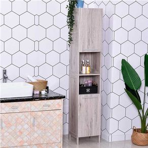 Armario alto de baño con estantes gris 172,5x30x32 cm