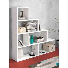 Estantería escalera Aura 6 compartimentos blanco 136x140x25 cm