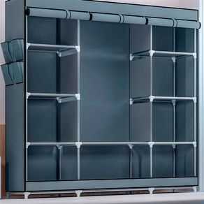 Armario de tela triple 7house con gancho y bucle blanco/gris 169x128x45 cm