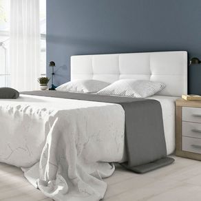 Cabecero de matrimonio Deva tapizado polipiel blanco 50x160 cm