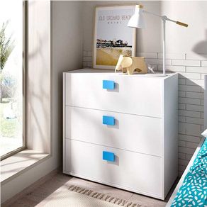 Cómoda Chic 3 cajones blanco/océano 79x81x40 cm