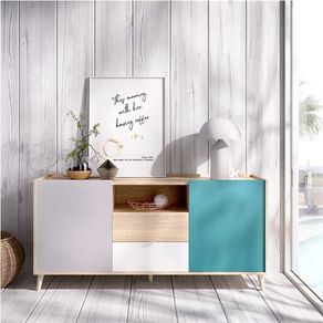 Aparador Nova 2 puertas+2 cajones natural/gris/esmeralda 75x155x43 cm