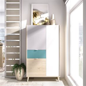 Mueble aparador Nova 3 compartimentos+cajón natural/gris/esmeralda 137x80x43 cm