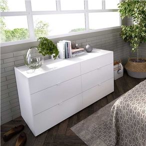 Cómoda doble Gia 6 cajones blanco 62x120x39 cm