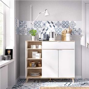 Mueble auxiliar Wok bajo blanco/natural 102x120x40 cm