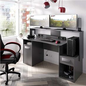 Escritorio Gaming Fosk grafito 84-97x153,5x62-68,5 cm