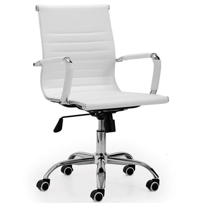 Silla Lucy giratoria polipiel blanco 89-99x64x64 cm