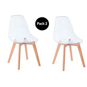 Pack 2 sillas Vision patas de haya transparente 84x54x48 cm
