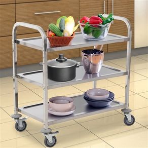 HOMCOM Carro de Cocina Multiusos Carrito Auxiliar con Ruedas Estantería Isla de Cocina 3 Niveles Car
