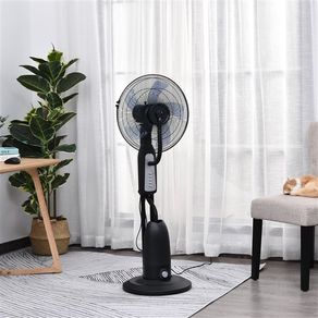 HOMCOM Ventilador de Pie con Nebulizador de Agua Oscilante y Silencioso con 3 Velocidad y 5 Aspas Po