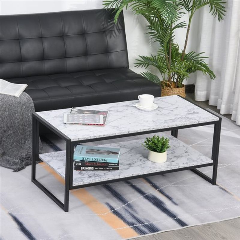 Mesa de centro Homcom mármol/negro 47x106x50 cm