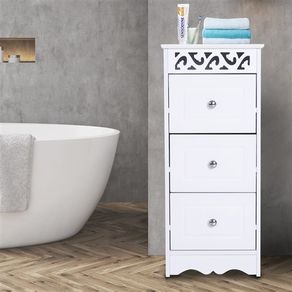 Cajonera auxiliar Homcom 3 cajones blanco 68,5x29,8x29,8 cm