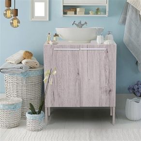 Armario bajo para lavabo Kleankin 2 puertas natural 70x60x30 cm