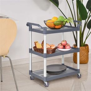 Carrito con ruedas Homcom 3 niveles gris 93x88x44 cm