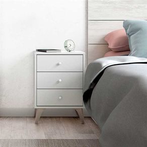 Mesita de noche Sweet 3 cajones blanco artik/marrón 56x40x33,5 cm