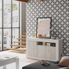 Aparador Velho 3 puertas + estante abierto blanco 87x144x42 cm