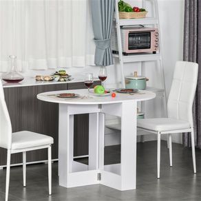 Mesa redonda de comedor Homcom plegable 2 alas abatibles blanco 73,7x76x31 cm