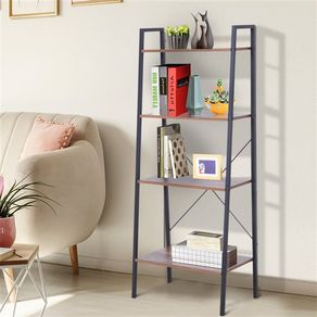 Estantería Homcom 4 estantes escalonada negro/madera 145x60x35 cm