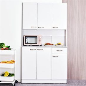 Armario de cocina Homcom 6 puertas+cajón blanco/gris 180x101x39 cm