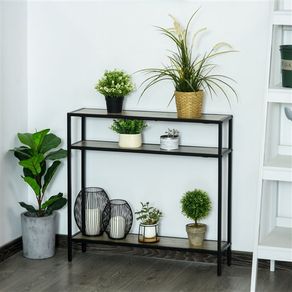 Estantería Outsunny 3 niveles antivuelco madera/negro 75x80x20 cm